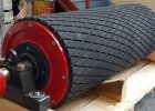 lagged conveyor pulley minimizing belt slippage