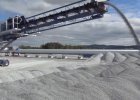 Radial stacking conveyor in aggregate stockyard for sand and gravel