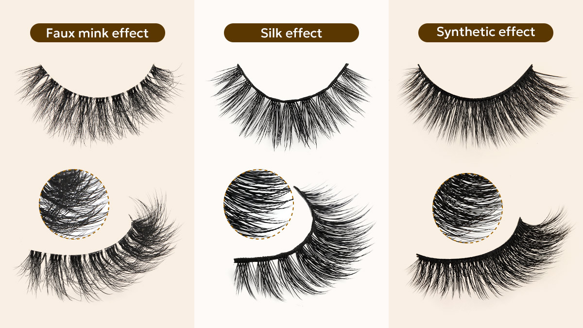 faux mink vs silk vs synthetic lashes effect