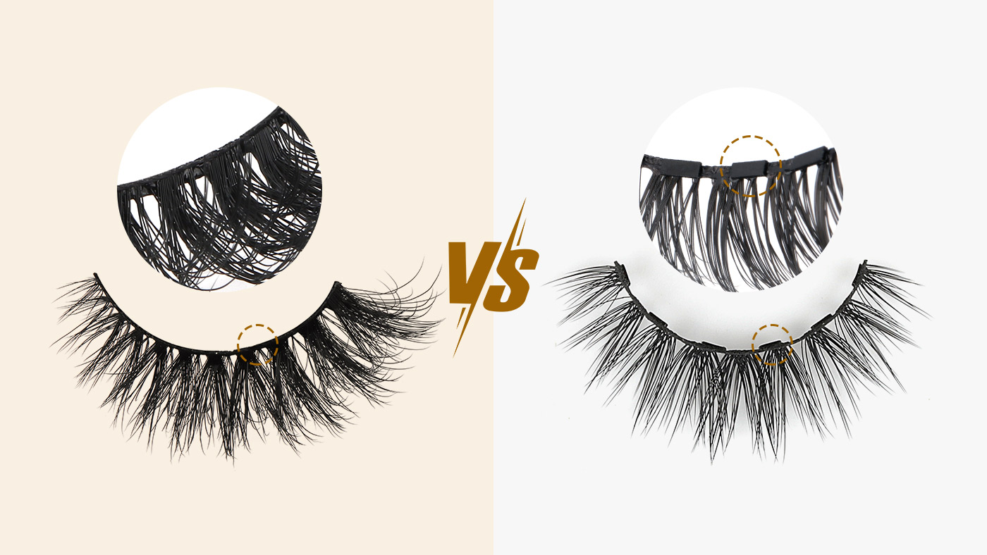Comparison of ordinary vs magnetic strip lashes – Mega Beauty