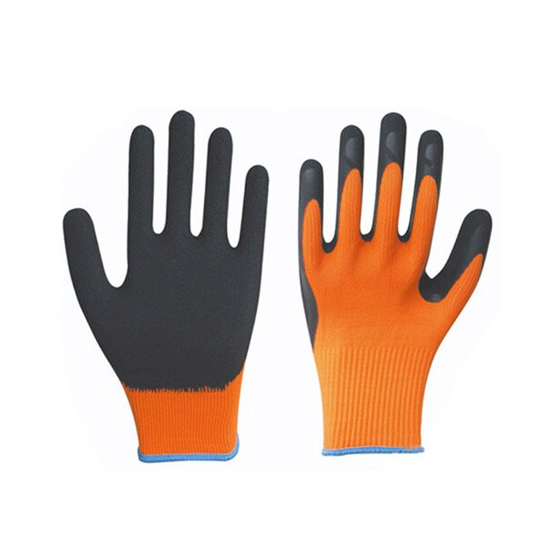 Orange Cotton Latex Crinkle Finsh Palm Winter Glove
