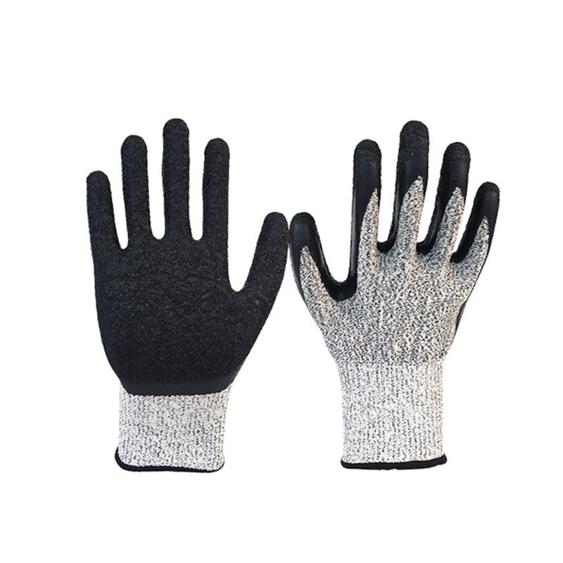 Ordinary three-level anti-cut black latex wrinkled