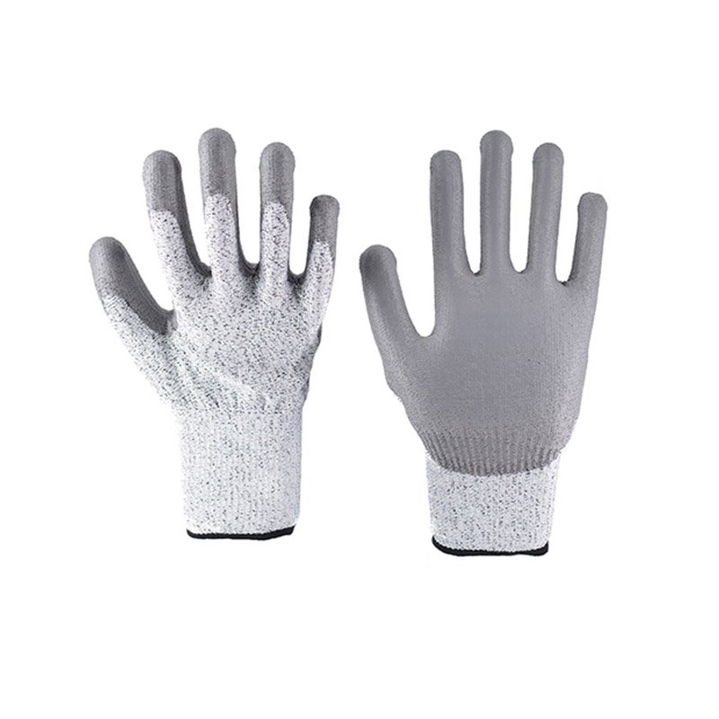 13G Anti-Cut Grey HPPE Polyester White PU