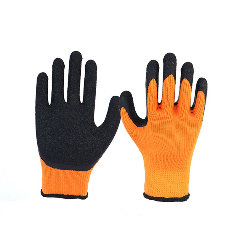 7G Orange Cotton Latex Coated, Crinkle Finish Glove