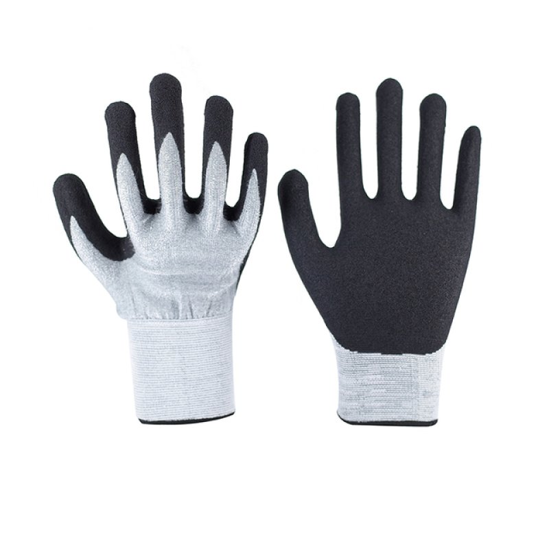 13G Ultra-Thin Anti-Cut Grey HPPE Black Nitrile Sandy