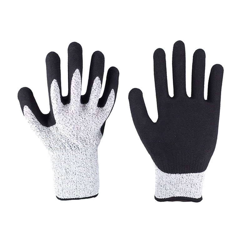 13G Grey HPPE Black Latex Sandy Finsh Anti-Cut