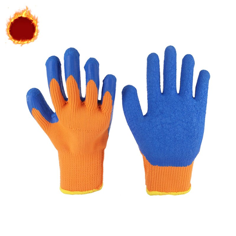 10 orange yarns, blue wrinkled flat hanging