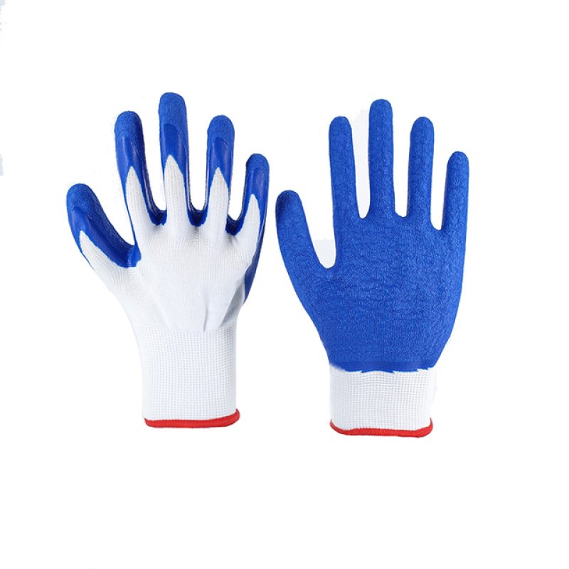 13G White Polyester Blue Latex Crease