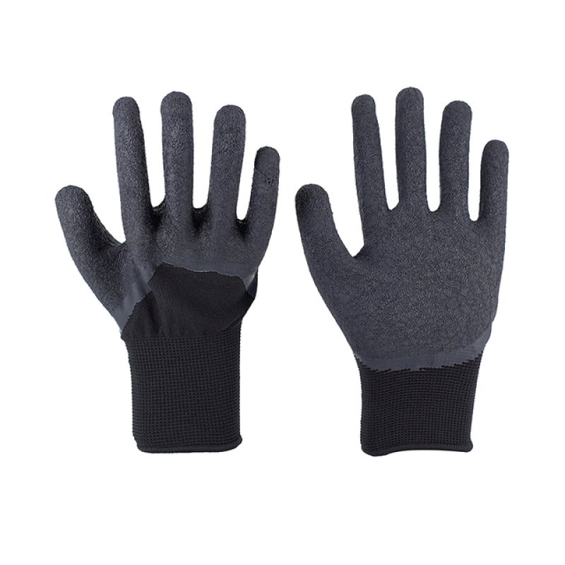 EN 388 Black Latex Construction Gloves Nylon Waterproof Safety Gloves for Work Coated Work Gloves