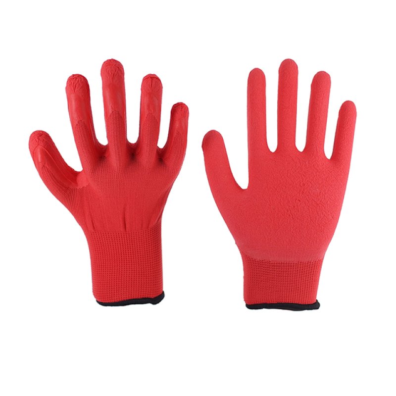 13G Red Polyester Red Latex Crease