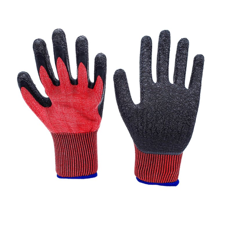 13G Red Polyester Black Latex Crease