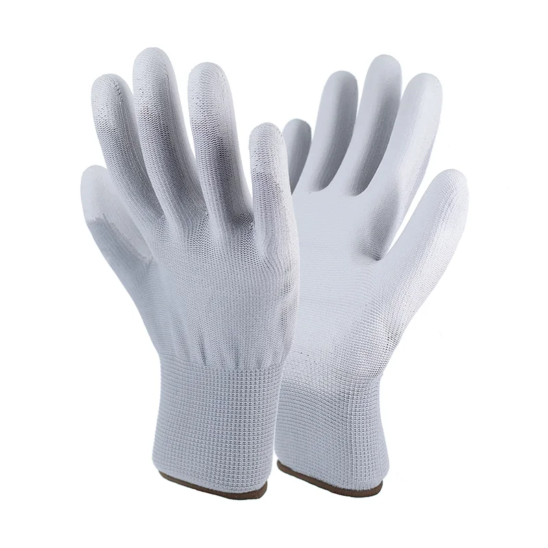 13G Grey Polyester White PU Gloves 4