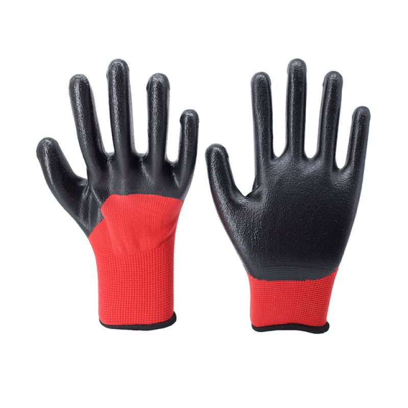 13G Red Polyester Black Nitrile
