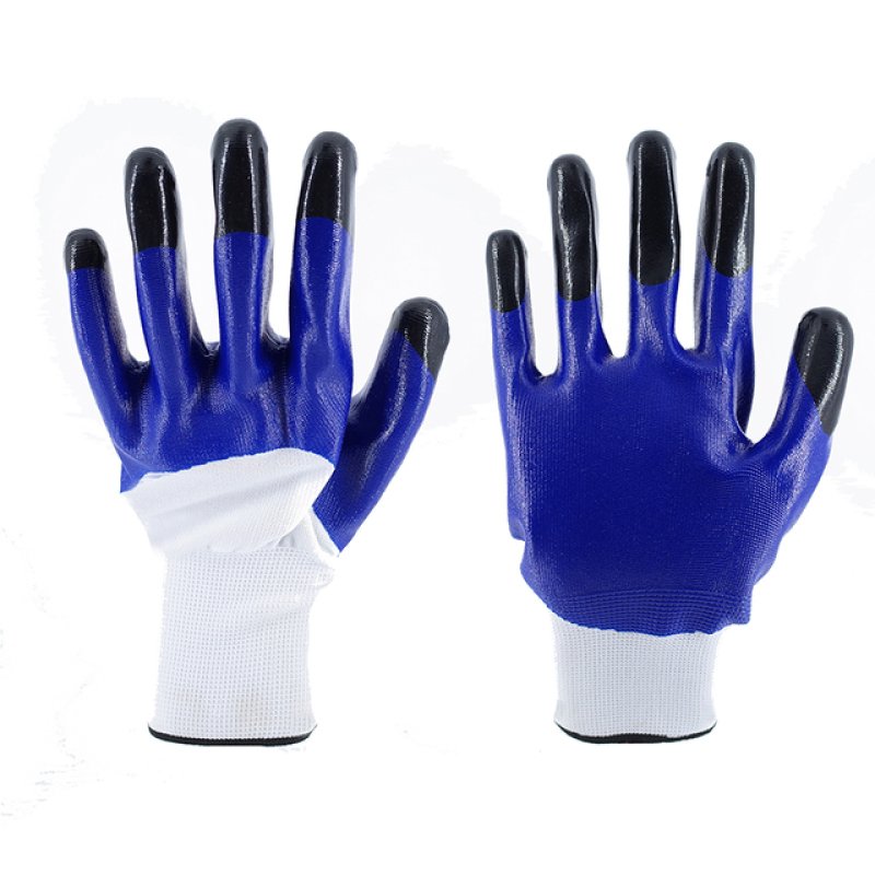 13G Whitr Polyester Blue-Black Nitrile