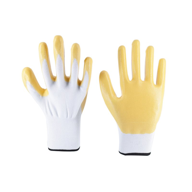 13G White Polyester Yellow Nitrile