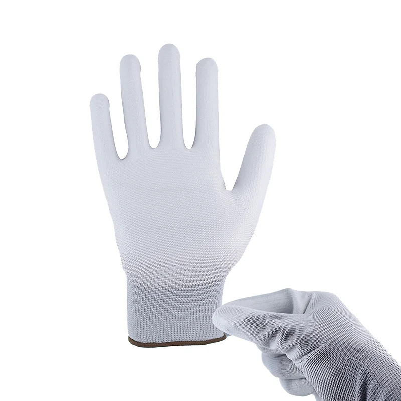 13G Grey Polyester White PU Gloves 2