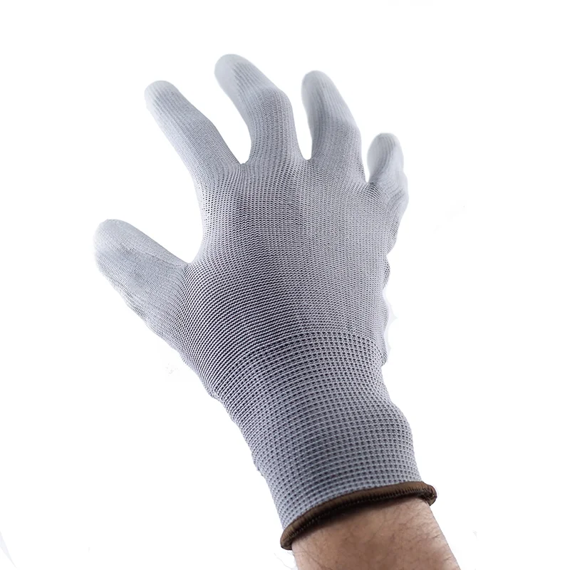 13G Grey Polyester White PU Gloves 5