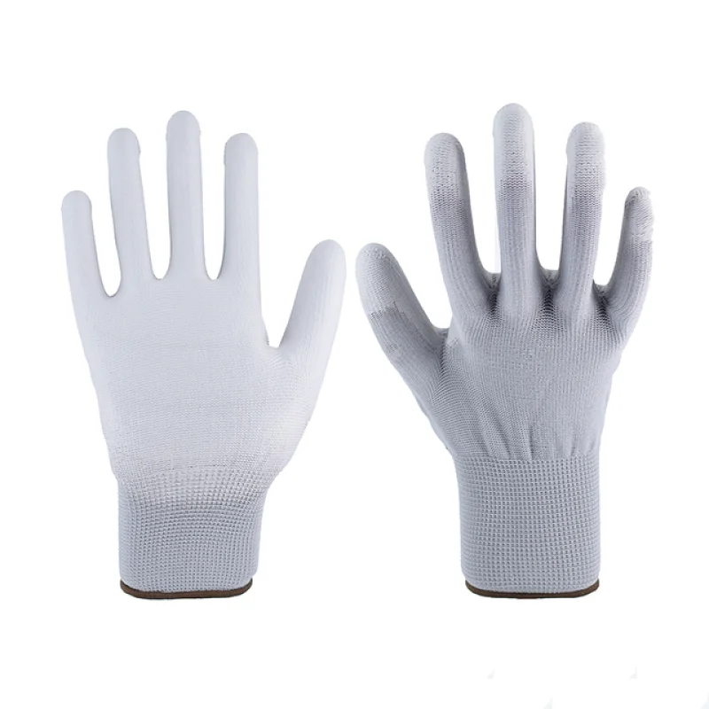 13G Grey Polyester White PU Gloves 3