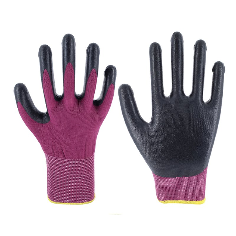 13G Red Polyester Black Nitrile Smooth Finsh
