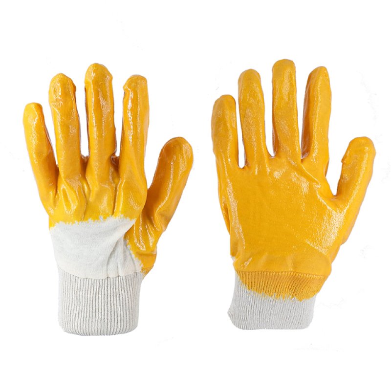 13G White Polyester-Cotton Flexible Wrist Yellow Nitrile