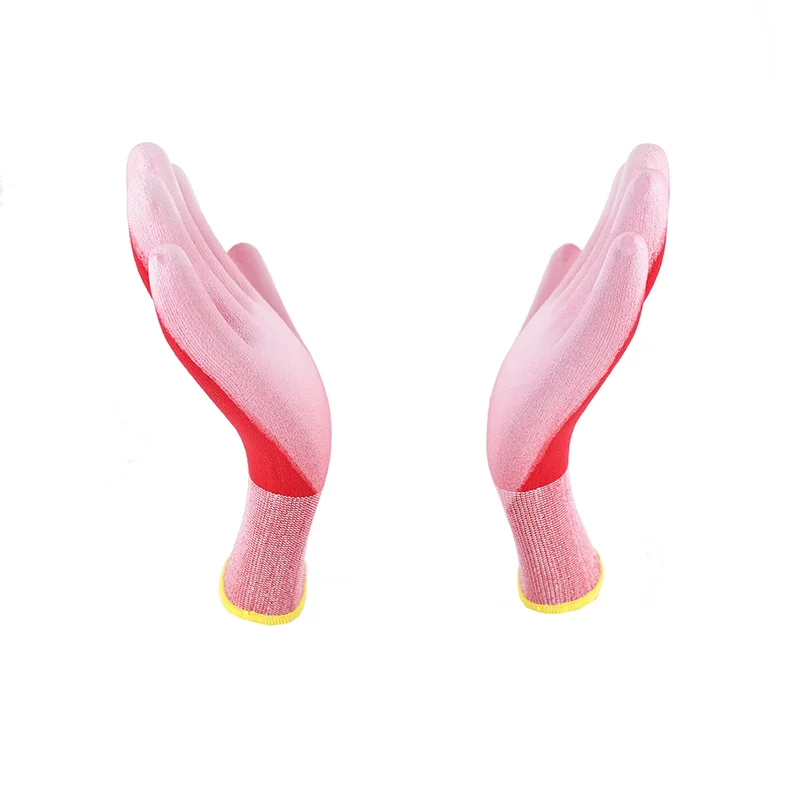 18G Red Nylon White PU Glove 6