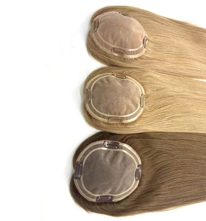 human hair silk base topper