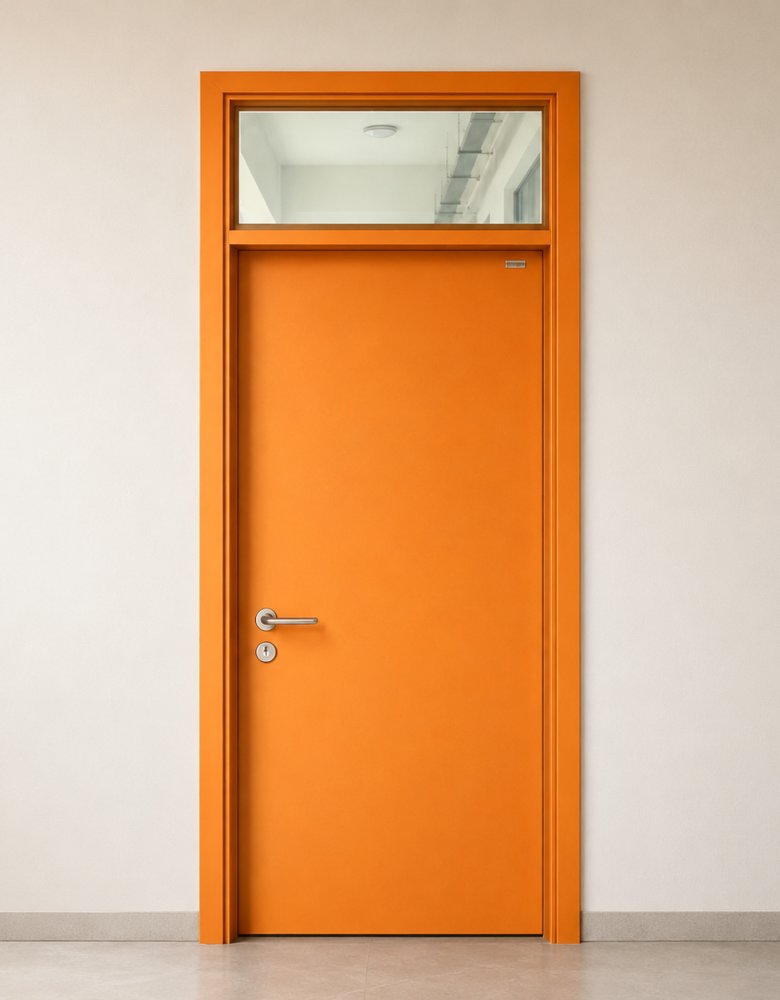 Swing Steel Door with Top Glass Panel
