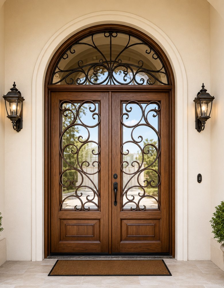 Custom-Shaped Solid Wood Entry Door