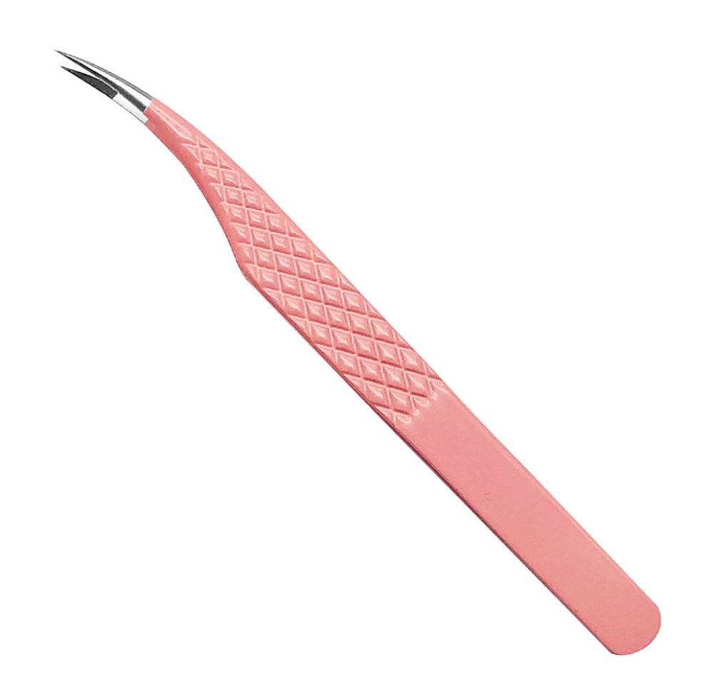 NZ-3 Pinça profissional para pestanas, pinça superdura em aço inoxidável rosa com pontas de fibra, pinça antiestática de alta precisão para maquilhagem