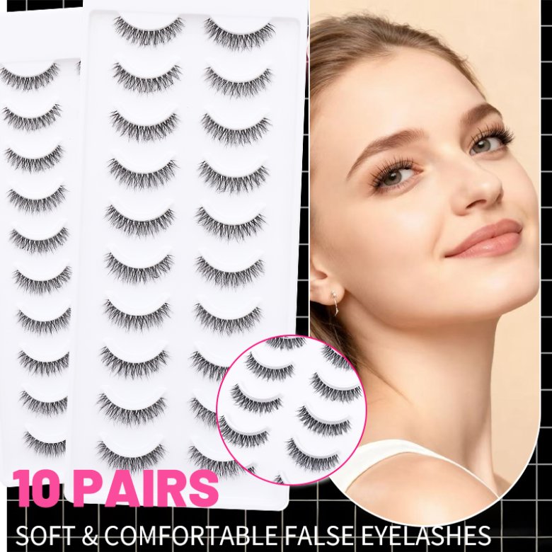 10 Pairs White Steped-Tray Fluffy Clean Band Eyelashes-SS3