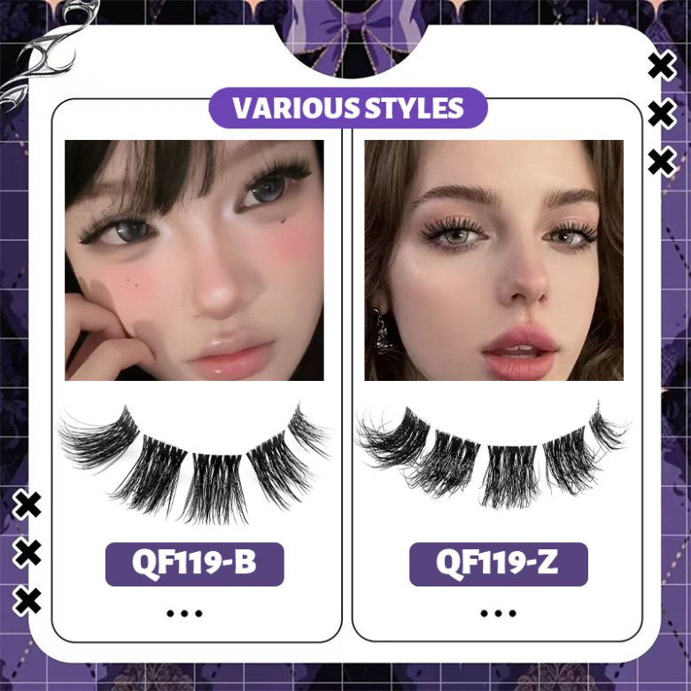 7 Pairs Pink Steped-Tray Clean Band Eyelashes QF119-Z