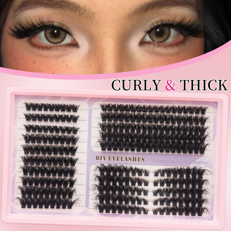 20 Rows 100D Cluster Lash MIX Length Segmented Eyelash Extension Kit 100P+MIX