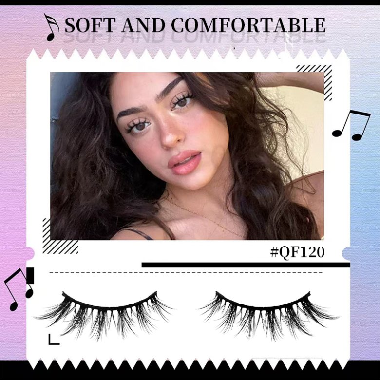 10 Pairs Pink Steped-Tray Cotton Band Eyelashes QF120