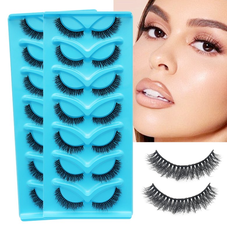  7 Pairs Cat Eye Tray Cotton Band Fluffy Eyelashes D4