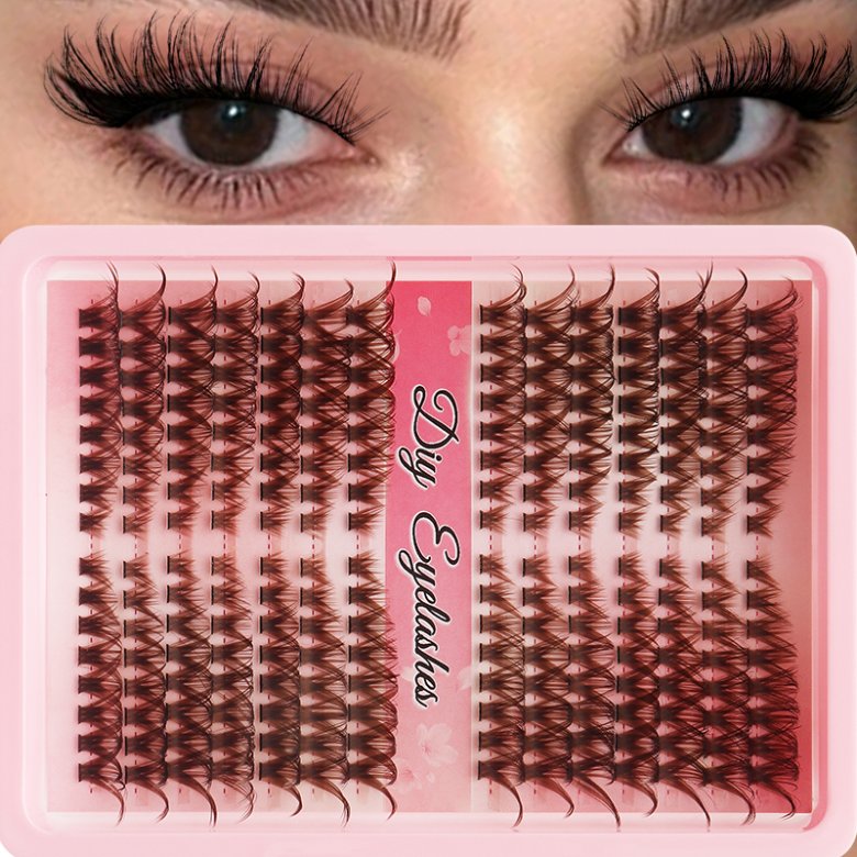 14 Rows Brown lashes Segmented Eyelash Extension QFY