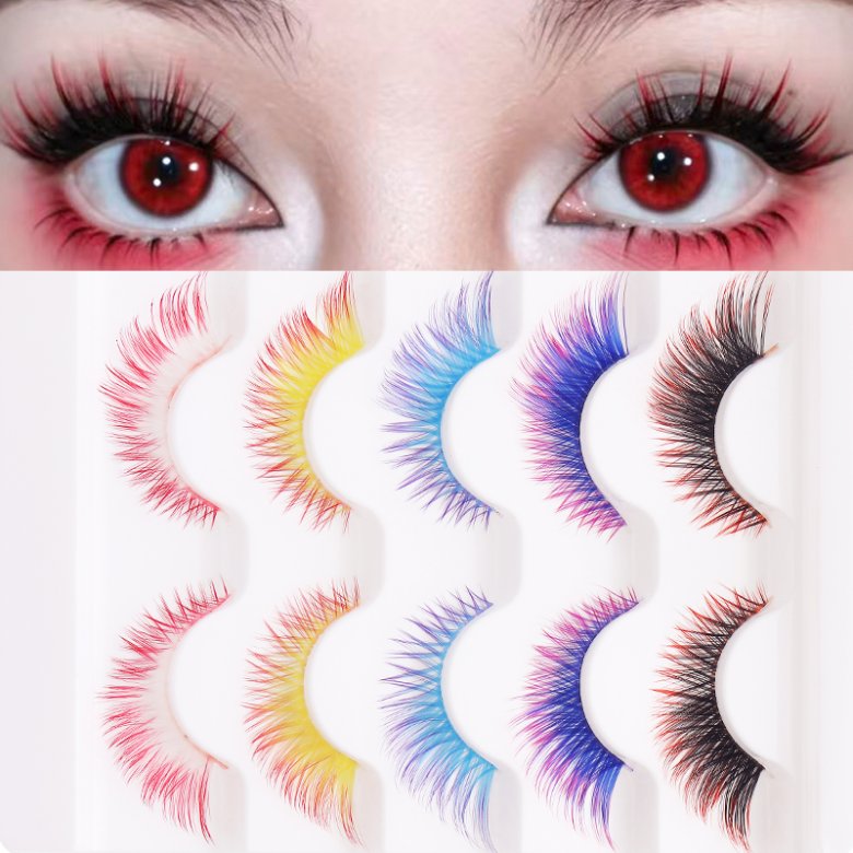 5 Pairs White Tray MIX Colored 3D Eyelashes CSJB5MIX