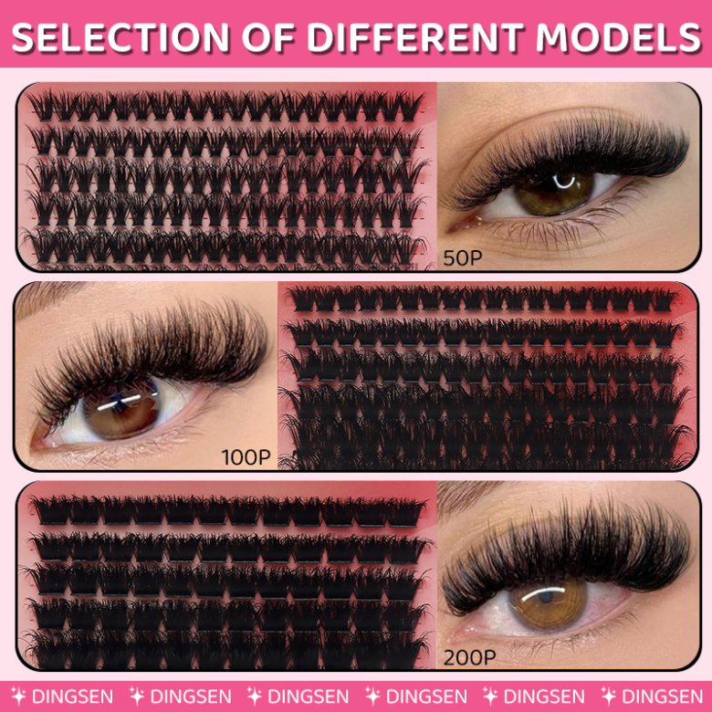 14 Rows Fluffy Eyelash Kit Segmented Eyelash Extension 200P