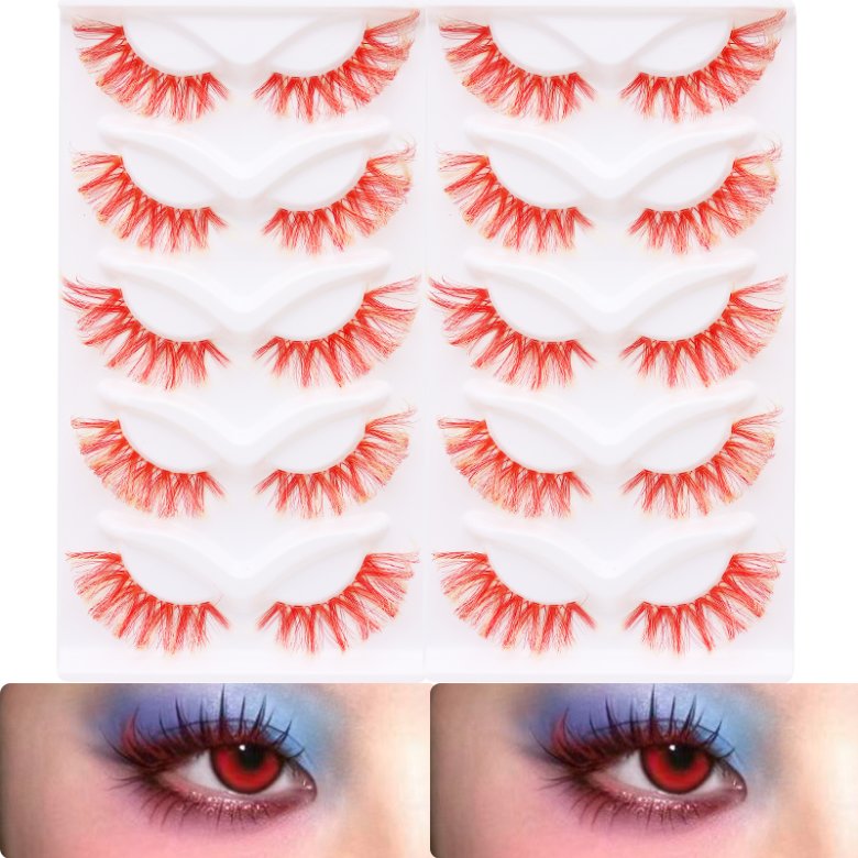 1/5Pairs Cat Eye Colored White Tray Colored Lashes M01