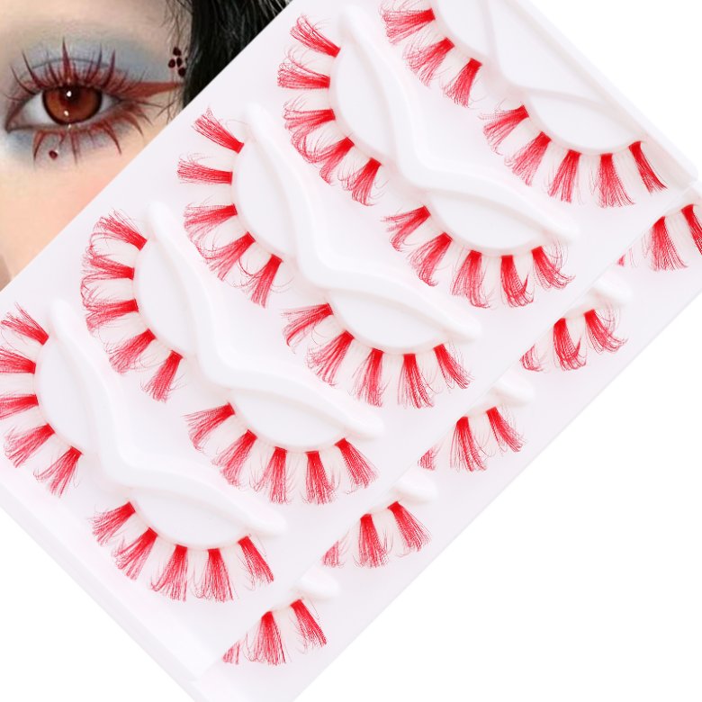 1/5Pairs Cat Eye Colored White Tray Colored Lashes M01
