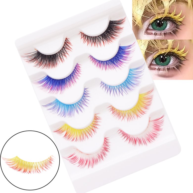 5 Pairs White Tray MIX Colored 3D Eyelashes CSJB5MIX