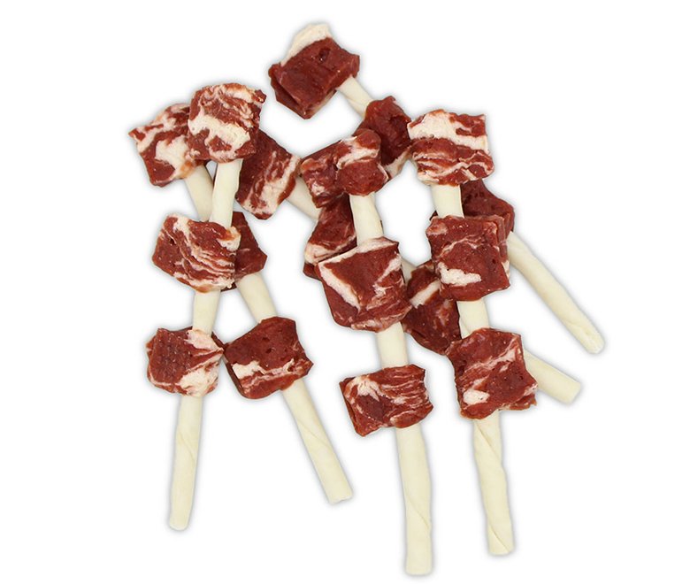 Beef with fiber rawhide stick