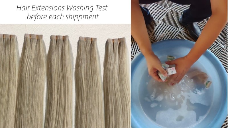 Hair extensions washing test before each shippment