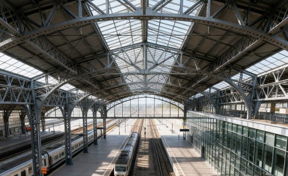 Prefabricated steel structure railway station