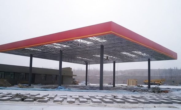 Prefabricated steel structure truss gas station