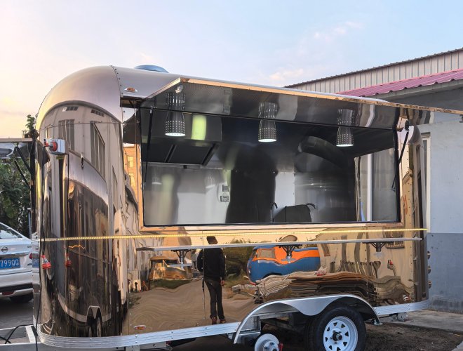 Rose Gold Stainless Steel Airstream Food Trailer
