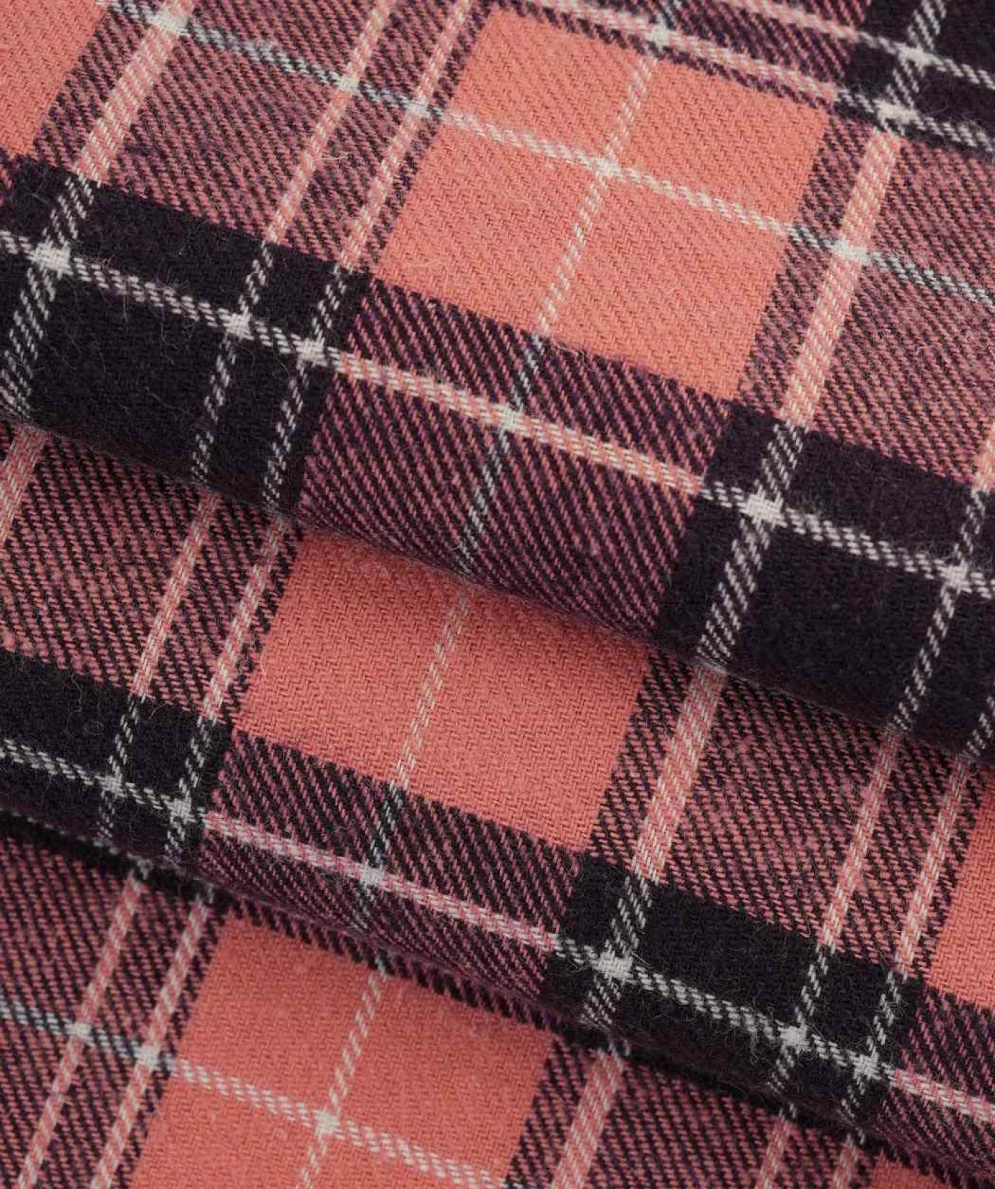 Cozy pink-black plaid flannel for skirts