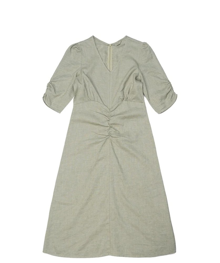 HEMP & RECYCLED POLYESTER SHIRRED DRESS