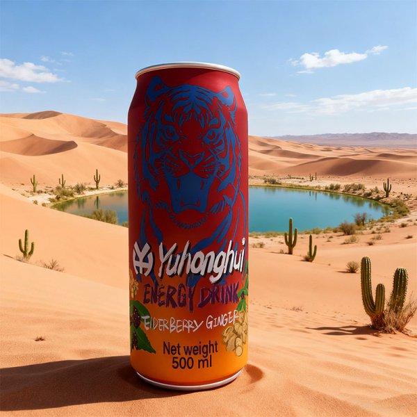 Customizable 500ml Premium Sleek Can Energy Drink Low Carb Low Fat Elderberry Ginger with Ginseng Boost Great Private Label (235)