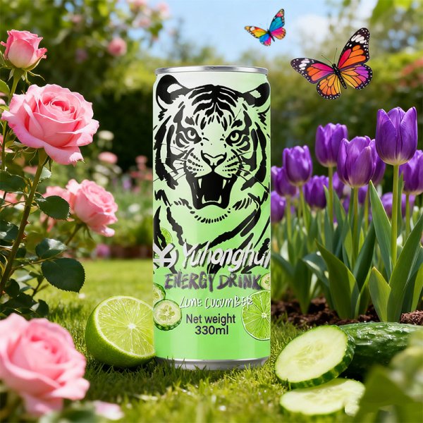 New selling well sleek 330ml aluminum cans lime cucumber flavor energy beverages (222)