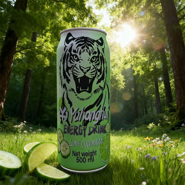 Customizable 500ml Premium Energy Drink Sleek Can Lime Cucumber Low Fat Ginseng Taurine Private Label Bulk Bottle Box (249)
